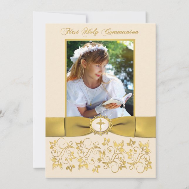 PRINTED RIBBON Holy Communion Photo Thank You (Front)