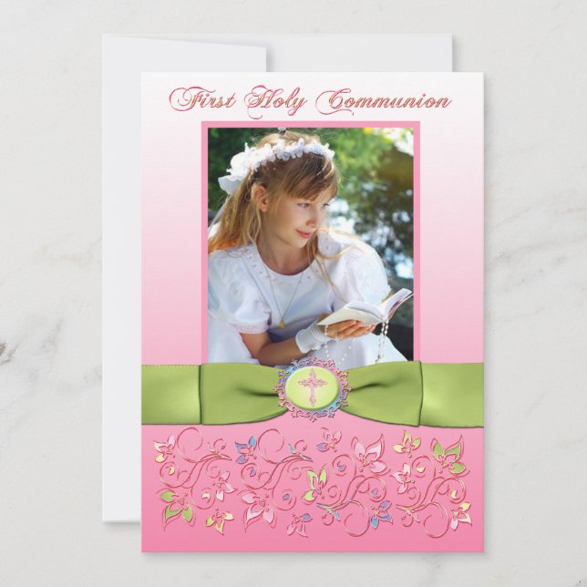 PRINTED RIBBON Holy Communion Photo Thank You (Front)