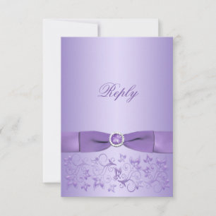 PRINTED RIBBON Lilac Floral Reply Card