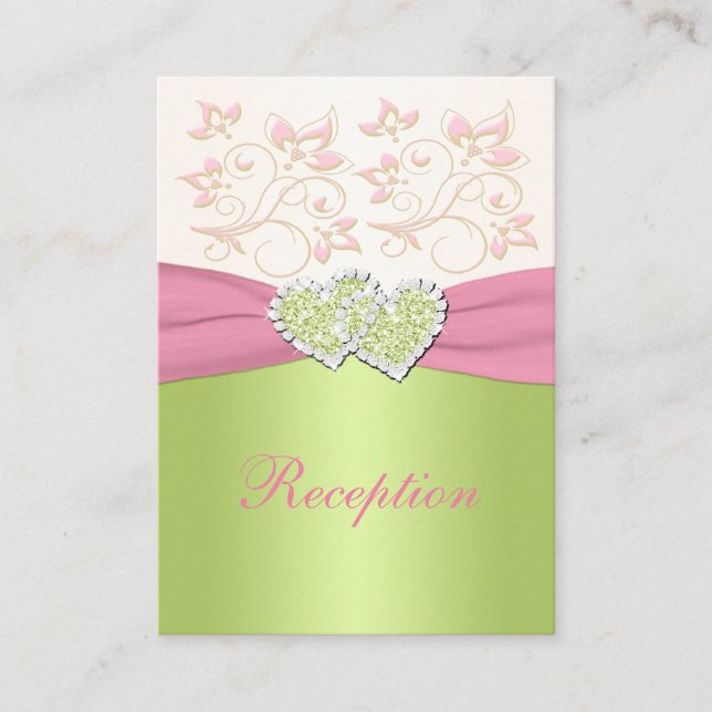 PRINTED RIBBON Pink Ivory Green Enclosure Card (Front)
