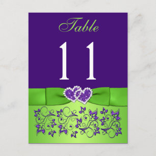 PRINTED RIBBON Purple, Green Table Number Postcard