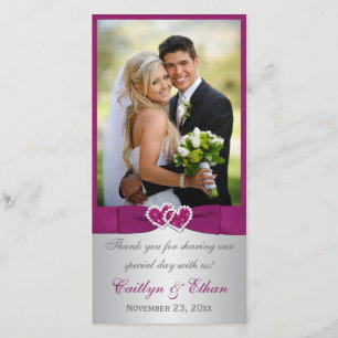 PRINTED RIBBON Purple, Silver Wedding Photo Card