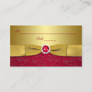 PRINTED RIBBON Red, Gold Floral Placecard