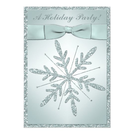 PRINTED RIBBON Snowflake Holiday Party Invitation