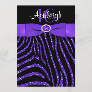 PRINTED RIBBON Zebra 16th Birthday Invitation