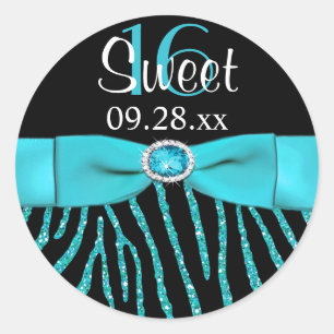 PRINTED RIBBON Zebra Sweet 16 Favour Sticker