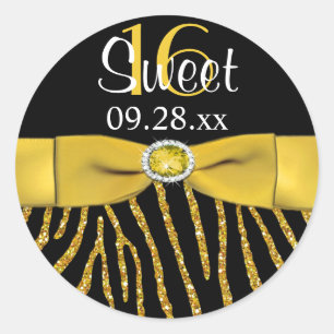 PRINTED RIBBON Zebra Sweet 16 Favour Sticker