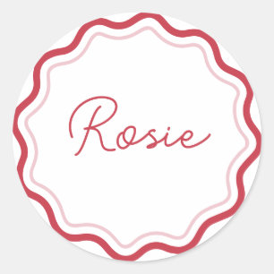 Printed Round Stickers Personalised Curvy Waves