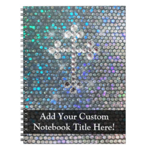Printed Silver Bling Cross Notebook