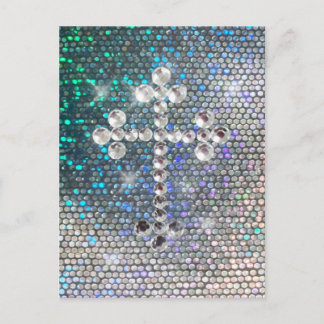 Printed Silver Bling Cross Postcard