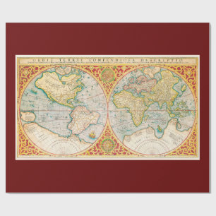 Printed Vintage Map Wrapping Paper