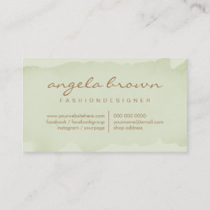 Printed Watercolor Texture Green Business Card