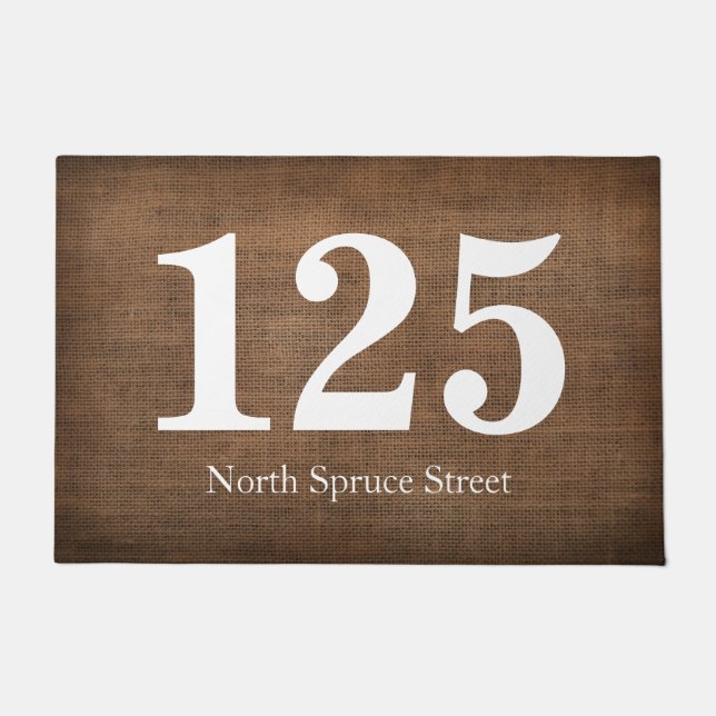 Printed Woven Texture Street Address Personalised Doormat (Front)