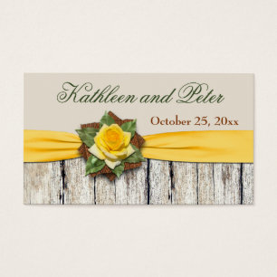 PRINTED Yellow Rose, Ribbon, Burlap Favour Tag