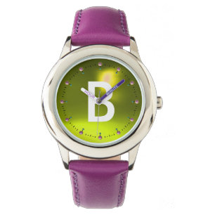 PRINTED YELLOW TOPAZ GEMSTONE MONOGRAM WATCH