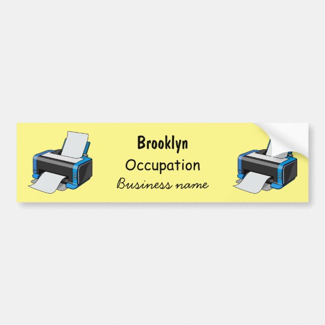 Printer cartoon illustration bumper sticker (Front)