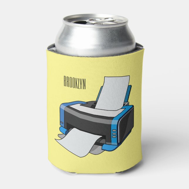 Printer cartoon illustration can cooler (Can Front)