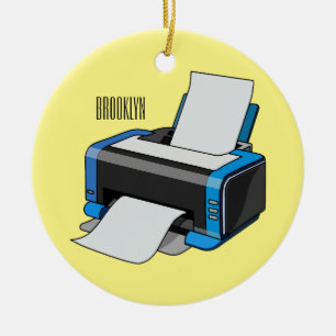 Printer cartoon illustration ceramic tree decoration