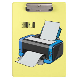 Printer cartoon illustration clipboard