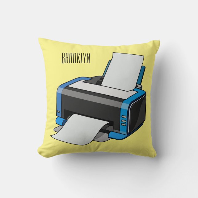 Printer cartoon illustration cushion (Front)