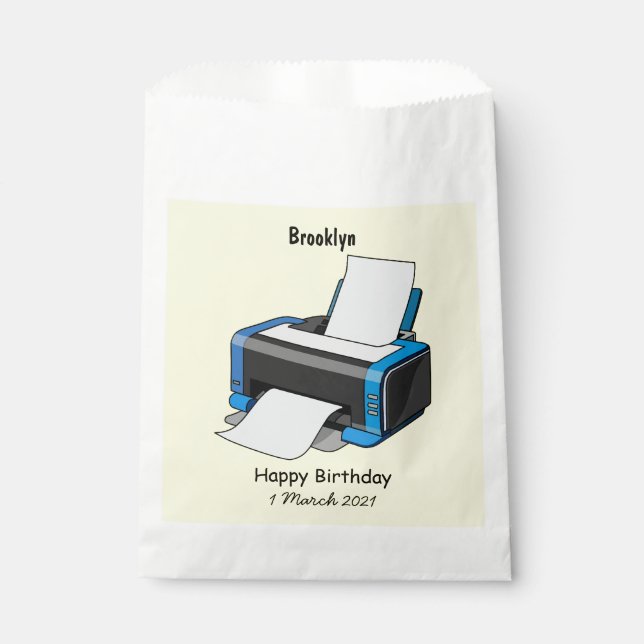Printer cartoon illustration favour bags (Front)