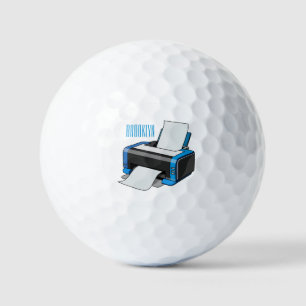 Printer cartoon illustration golf balls