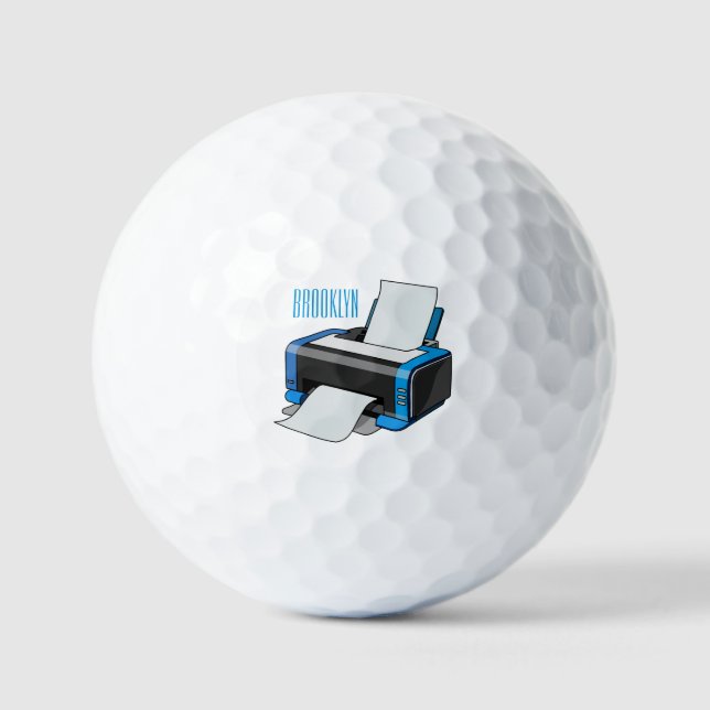 Printer cartoon illustration golf balls (Front)