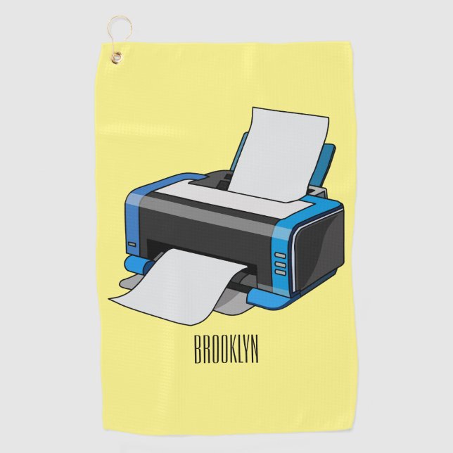 Printer cartoon illustration golf towel (Front)