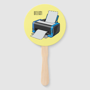 Printer cartoon illustration hand fan