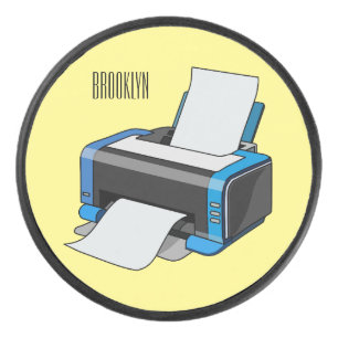 Printer cartoon illustration hockey puck