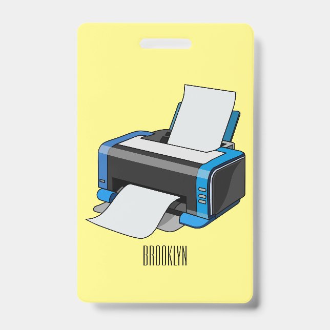Printer cartoon illustration ID badge (Front)