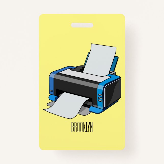 Printer cartoon illustration ID badge (Front)