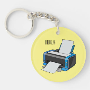 Printer cartoon illustration key ring