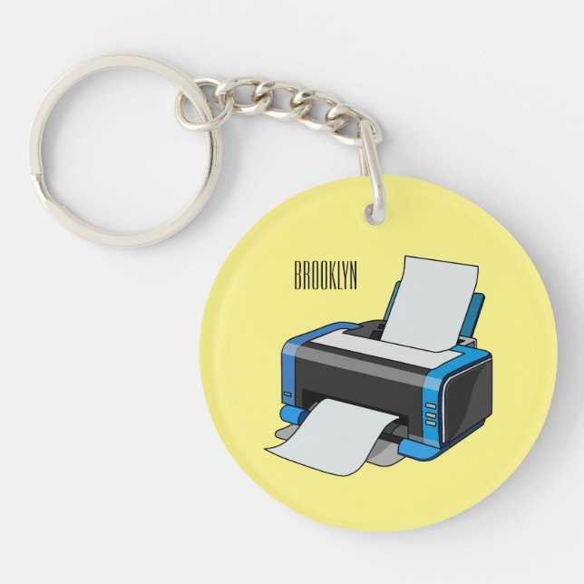 Printer cartoon illustration key ring (Front)