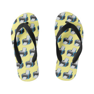 Printer cartoon illustration kid's flip flops