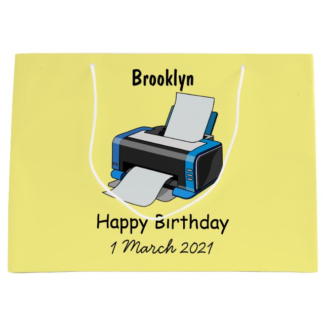 Printer cartoon illustration large gift bag (Front)