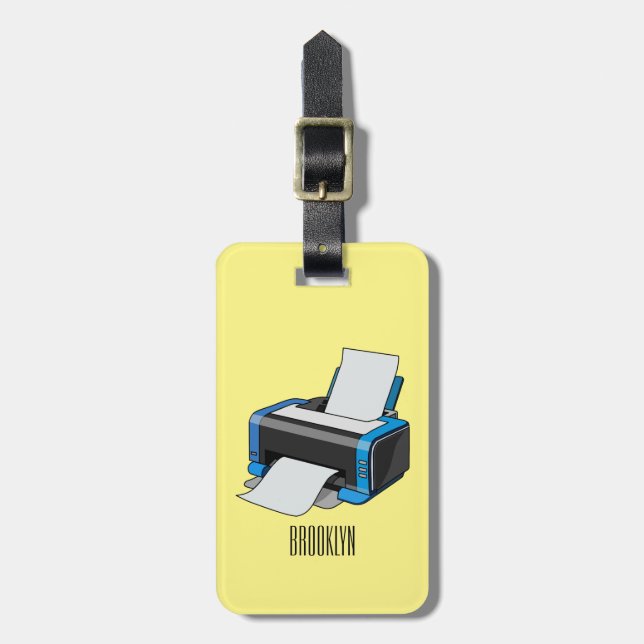 Printer cartoon illustration luggage tag (Front Vertical)