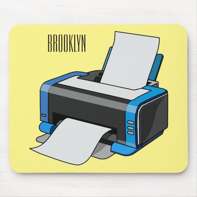 Printer cartoon illustration mouse mat (Front)