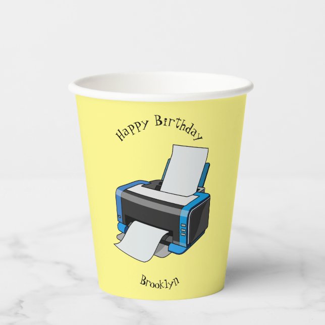 Printer cartoon illustration paper cups (Front)