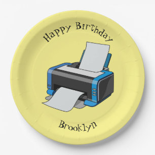 Printer cartoon illustration paper plate