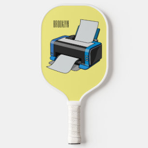 Printer cartoon illustration pickleball paddle