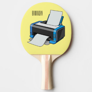 Printer cartoon illustration ping pong paddle