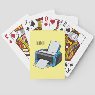 Printer cartoon illustration playing cards