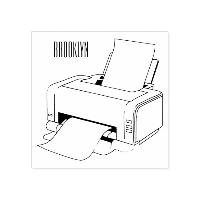 Printer cartoon illustration rubber stamp (Imprint)