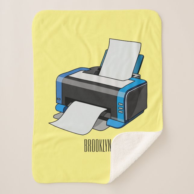 Printer cartoon illustration sherpa blanket (Front)