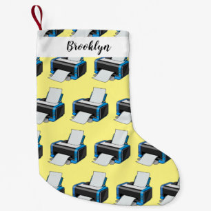 Printer cartoon illustration small christmas stocking