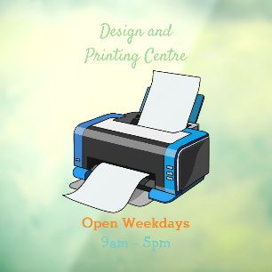 Printer cartoon illustration window cling