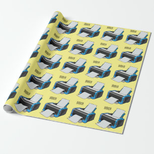 Printer cartoon illustration wrapping paper