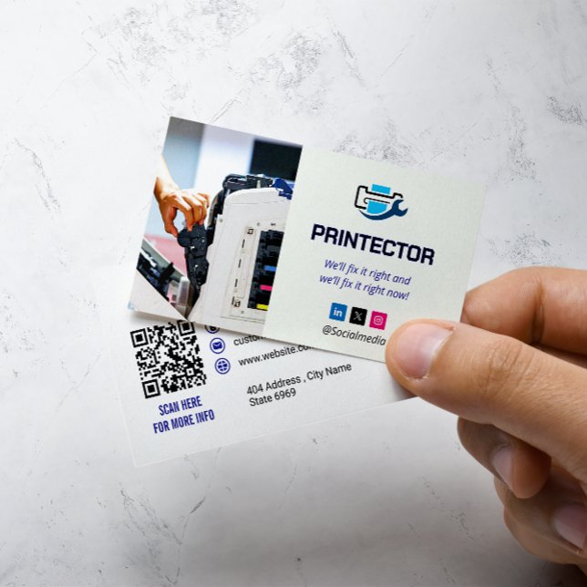 Printer Repair Business | Clean White Barcode Card (Creator Uploaded)