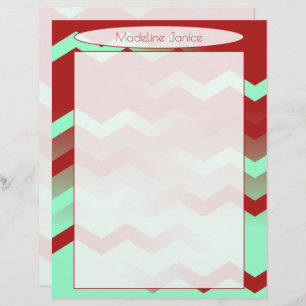 Printer-Sized Maroon and Aqua Chevron Stationery Custom Letterhead
